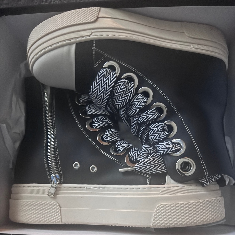 CROCS Black and White High-Top Sneakers